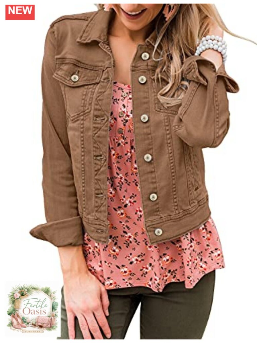 Classic Denim Jacket Women Button Up Fitted Trucker Jacket